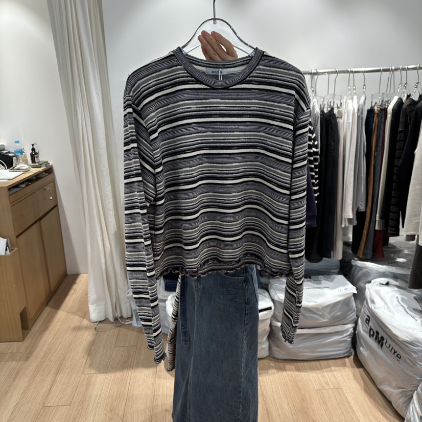 STORIES東大門㊣實拍女裝新款熱賣休閑25秋冬職業推薦長袖T恤STORIES長袖T恤圖色2