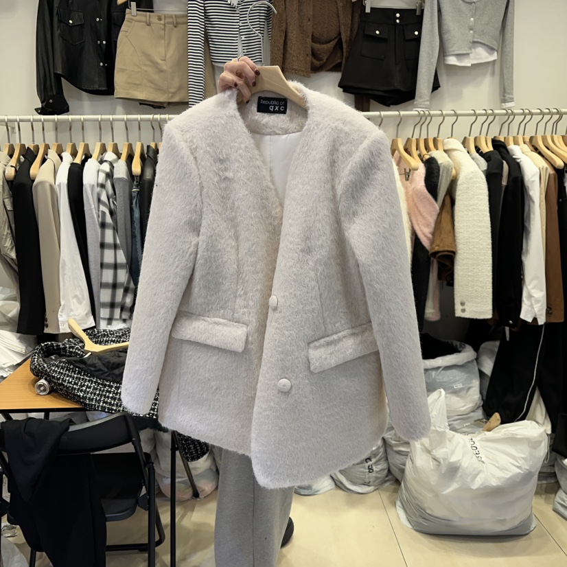 Q C東大門㊣實拍女裝新品25秋冬熱賣職業推薦人氣短款大衣Republlc of qc短款大衣圖色1