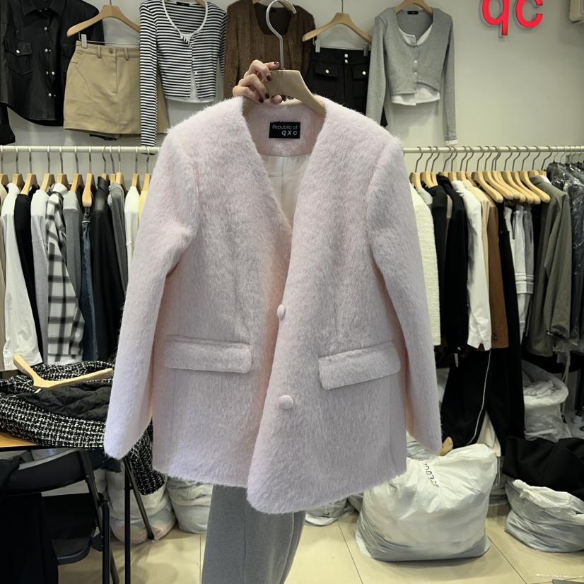 Q C東大門㊣實拍女裝新品25秋冬熱賣職業推薦人氣短款大衣Republlc of qc短款大衣圖色2