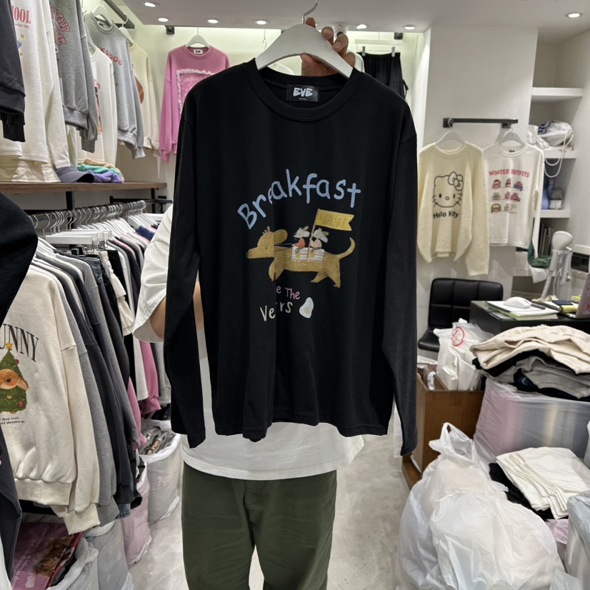 EVE韓國代購㊣女士新品25秋冬時尚人氣職業真品推薦長袖T恤EVE長袖T恤圖色3