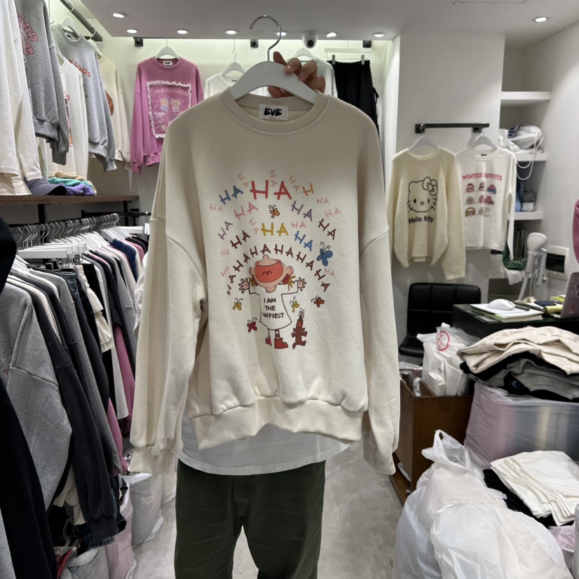 EVE東大門㊣代購女裝新款熱賣人氣休閑推薦職業時尚衛衣加絨EVE衛衣圖色1