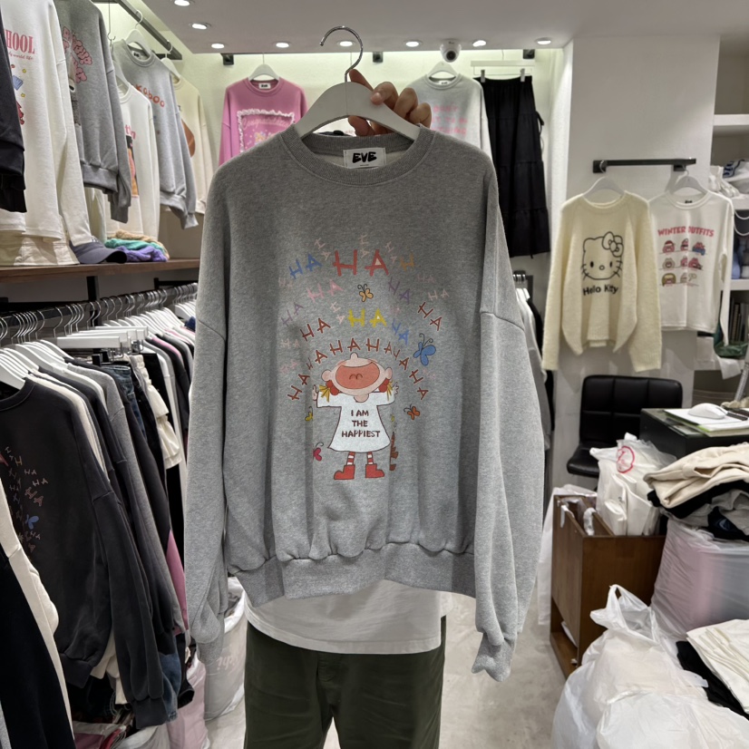 EVE東大門㊣代購女裝新款熱賣人氣休閑推薦職業時尚衛衣加絨EVE衛衣圖色2