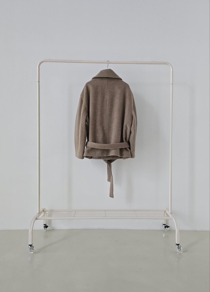 J SHOP韓國直郵㊣女士新品時尚真品人氣休閑短款大衣含腰帶J_SHOP短款大衣