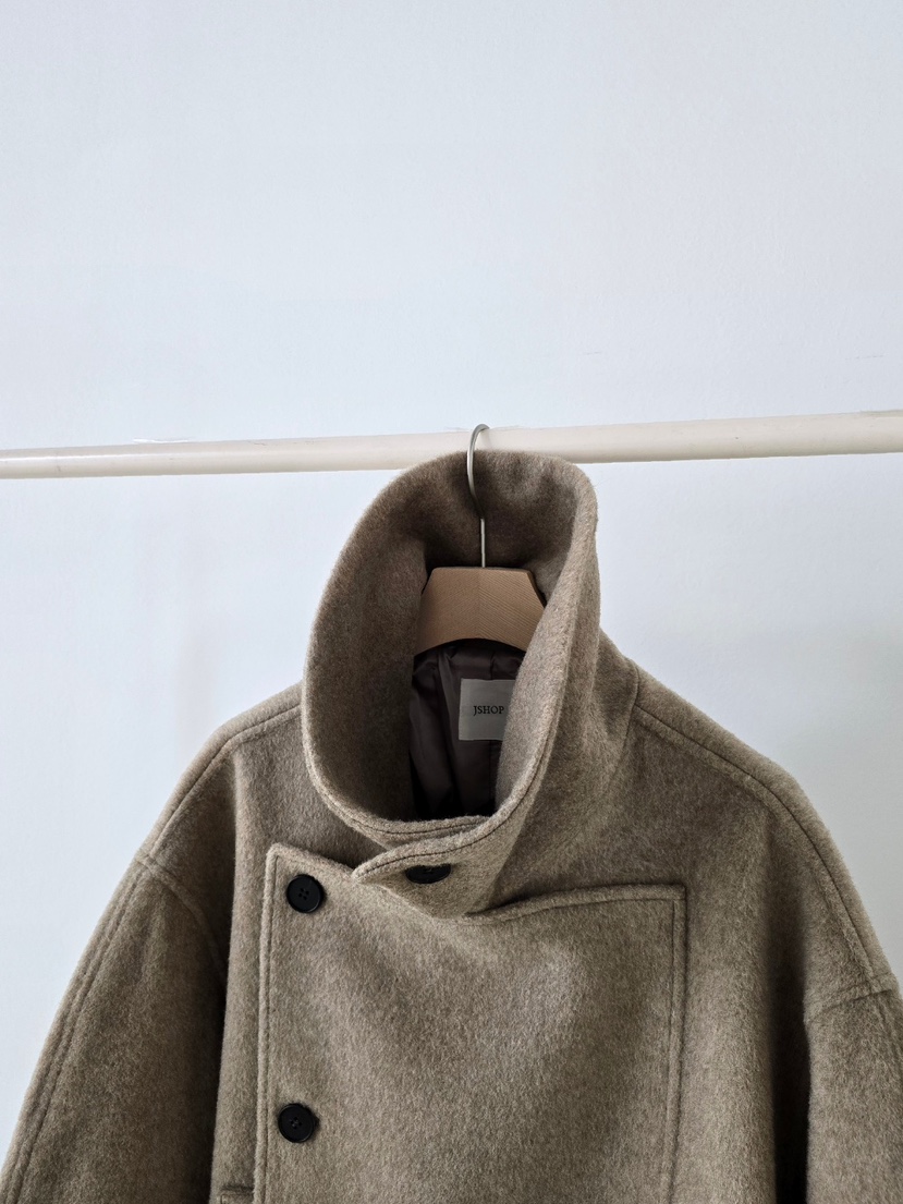 J SHOP韓國直郵㊣女士新品時尚真品人氣休閑短款大衣含腰帶J_SHOP短款大衣