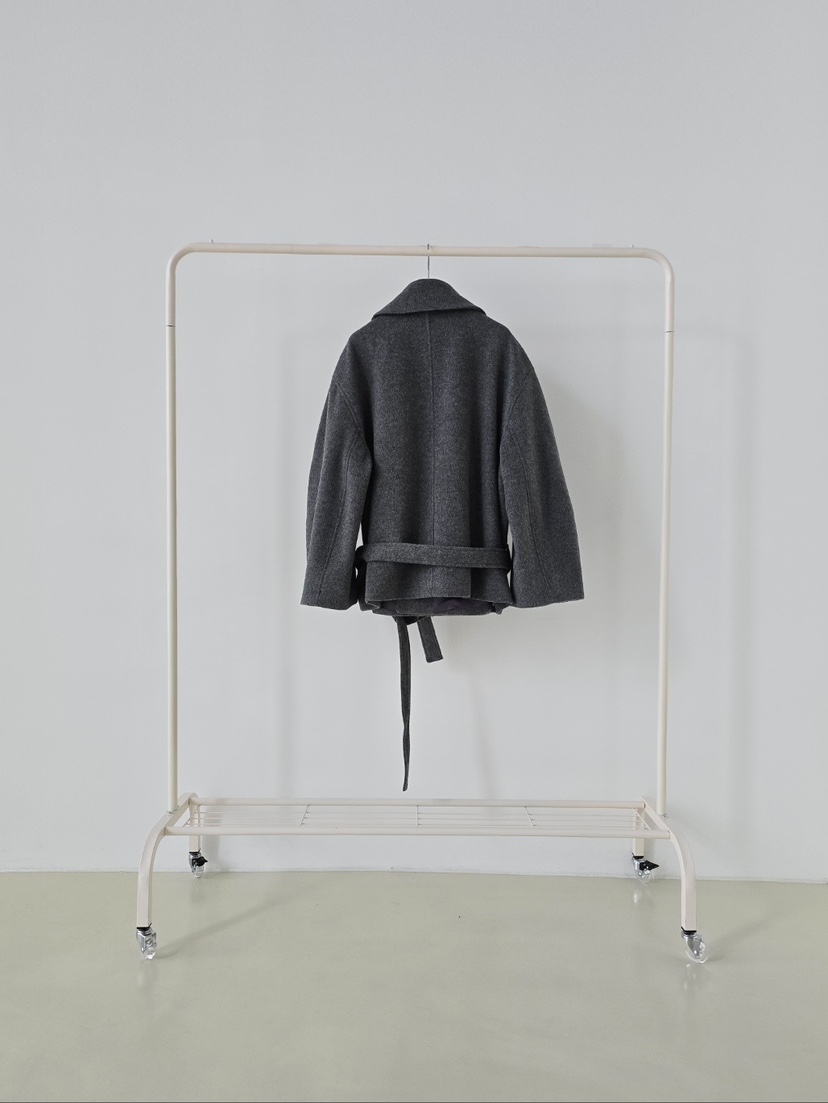 J SHOP韓國直郵㊣女士新品時尚真品人氣休閑短款大衣含腰帶J_SHOP短款大衣