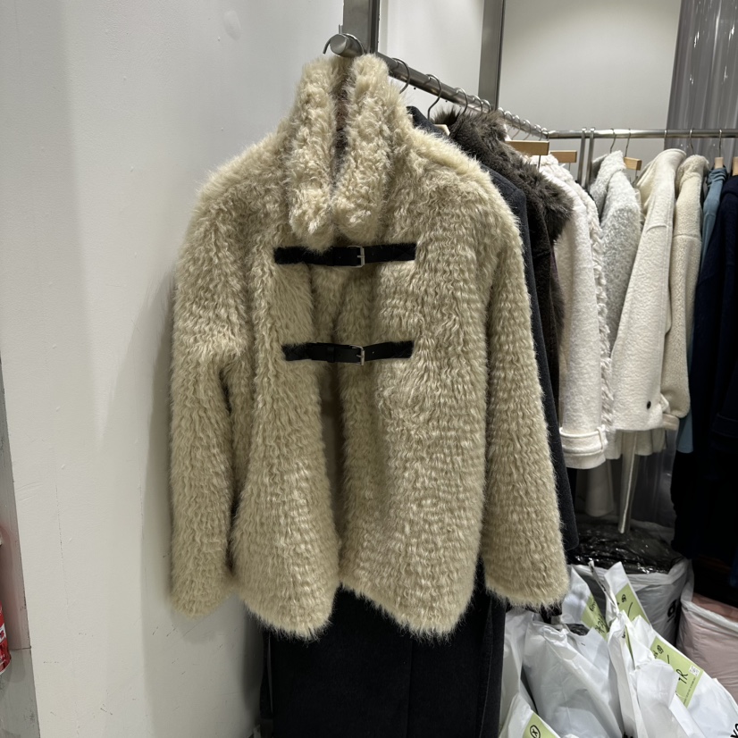 GREEK東大門㊣代購女裝新款推薦25秋冬熱賣中長款大衣毛皮皮革GREEK中長款大衣圖色2