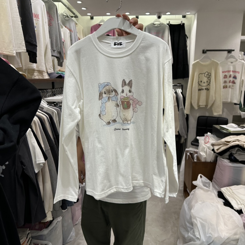 EVE東大門㊣代購女裝新款人氣25秋冬熱賣推薦時尚休閑長袖T恤EVE長袖T恤圖色1