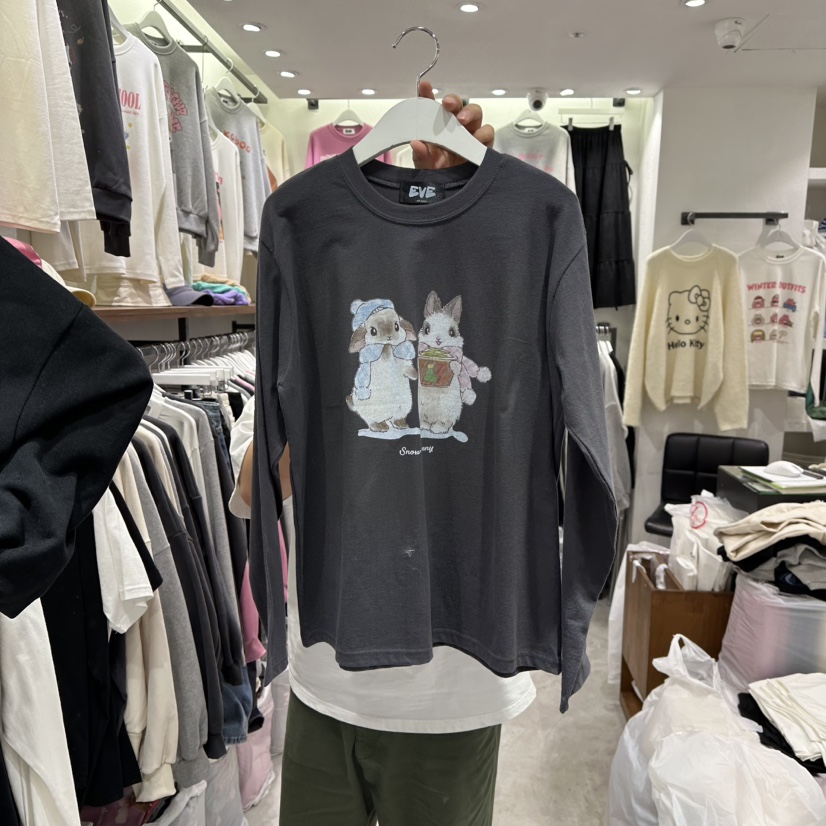 EVE東大門㊣代購女裝新款人氣25秋冬熱賣推薦時尚休閑長袖T恤EVE長袖T恤圖色2