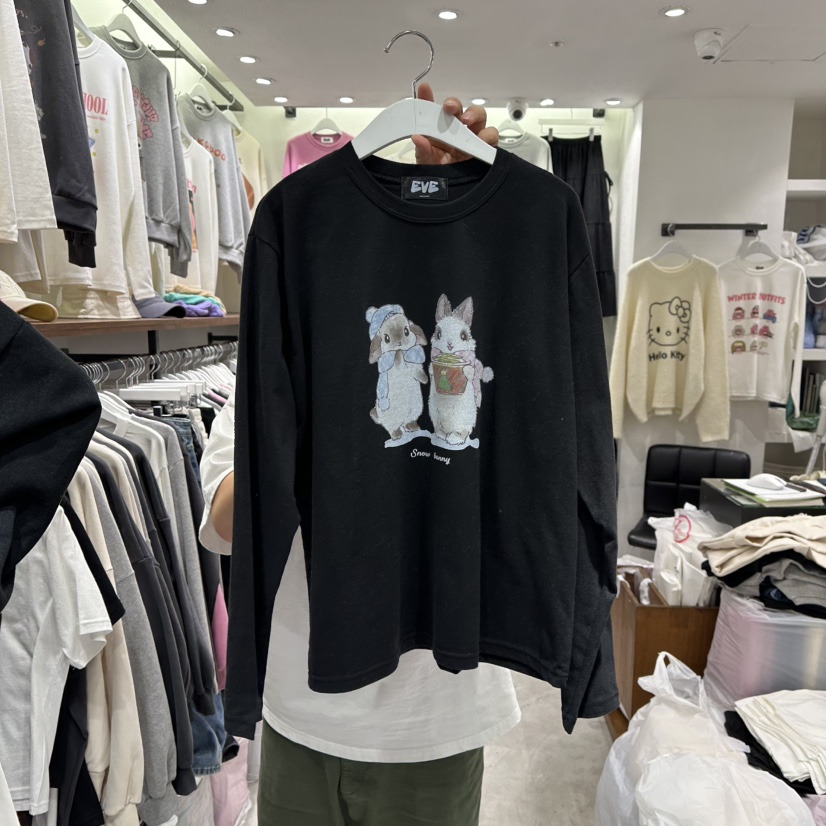 EVE東大門㊣代購女裝新款人氣25秋冬熱賣推薦時尚休閑長袖T恤EVE長袖T恤圖色3