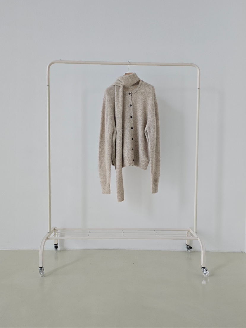 J SHOP東大門㊣代購女士新品25秋冬職業推薦針織衫含圍巾開衫J_SHOP針織衫圖色1