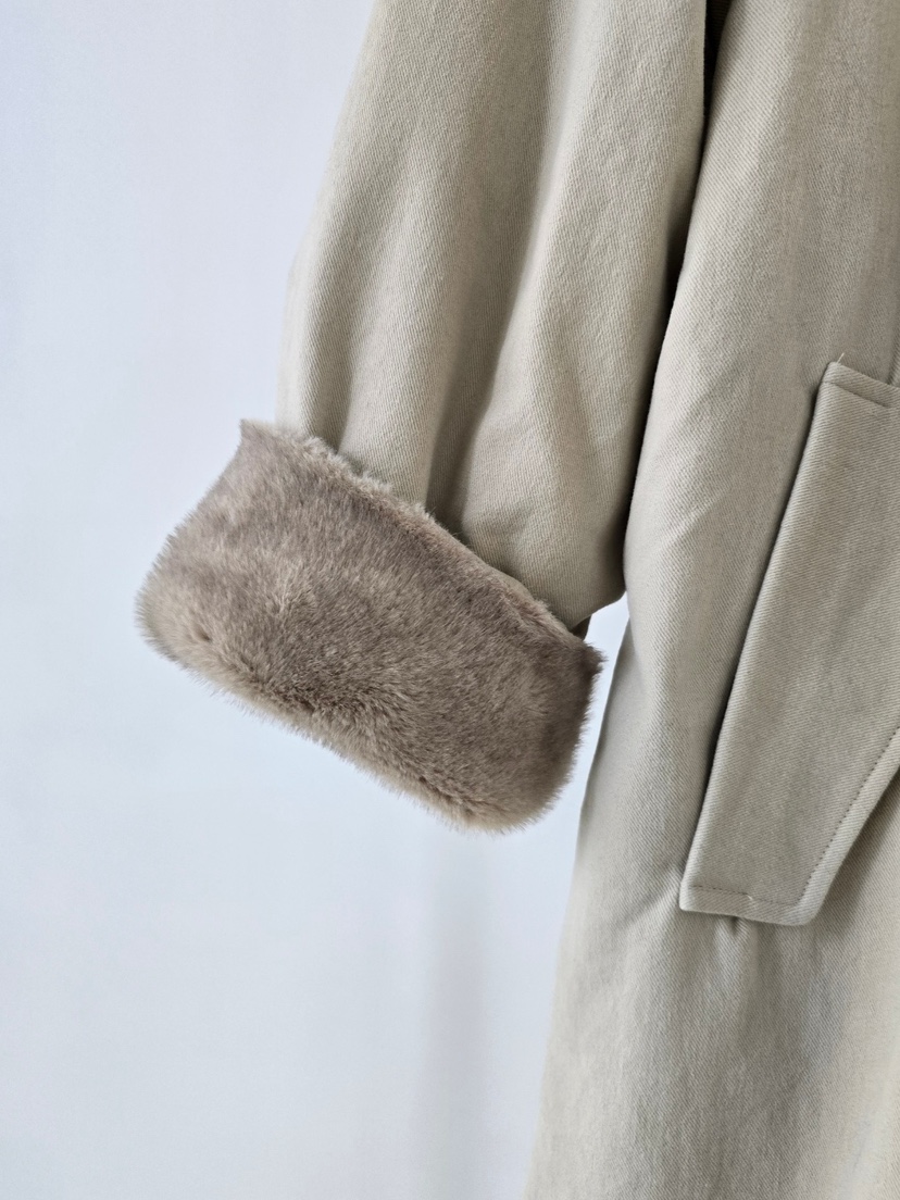 J SHOP東大門㊣直郵女士新款時尚推薦職業25秋冬中長款大衣貂皮J_SHOP中長款大衣