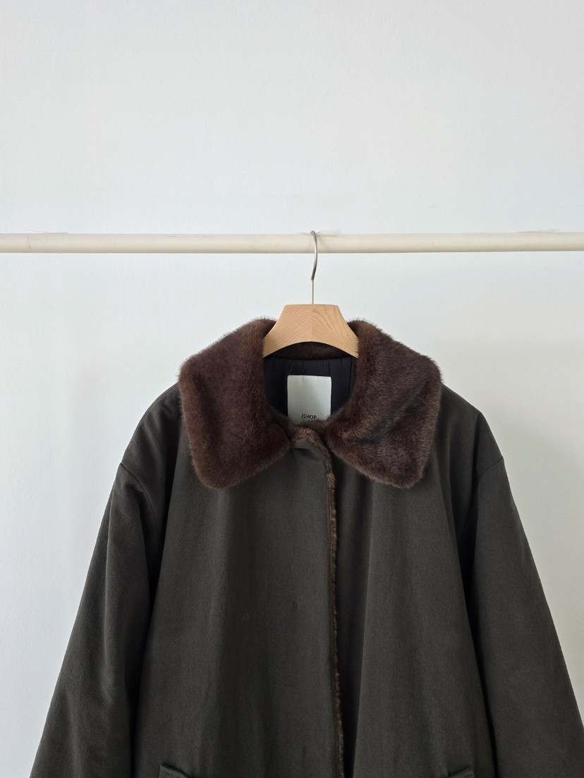 J SHOP東大門㊣直郵女士新款時尚推薦職業25秋冬中長款大衣貂皮J_SHOP中長款大衣