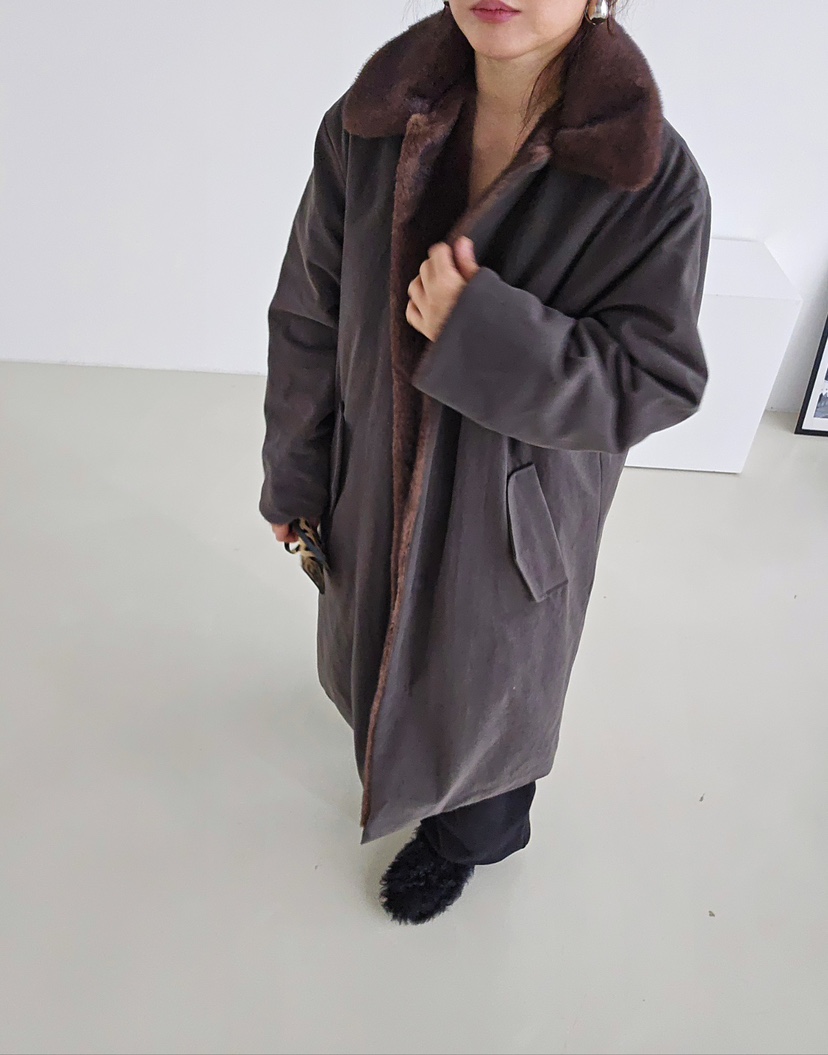 J SHOP東大門㊣直郵女士新款時尚推薦職業25秋冬中長款大衣貂皮J_SHOP中長款大衣