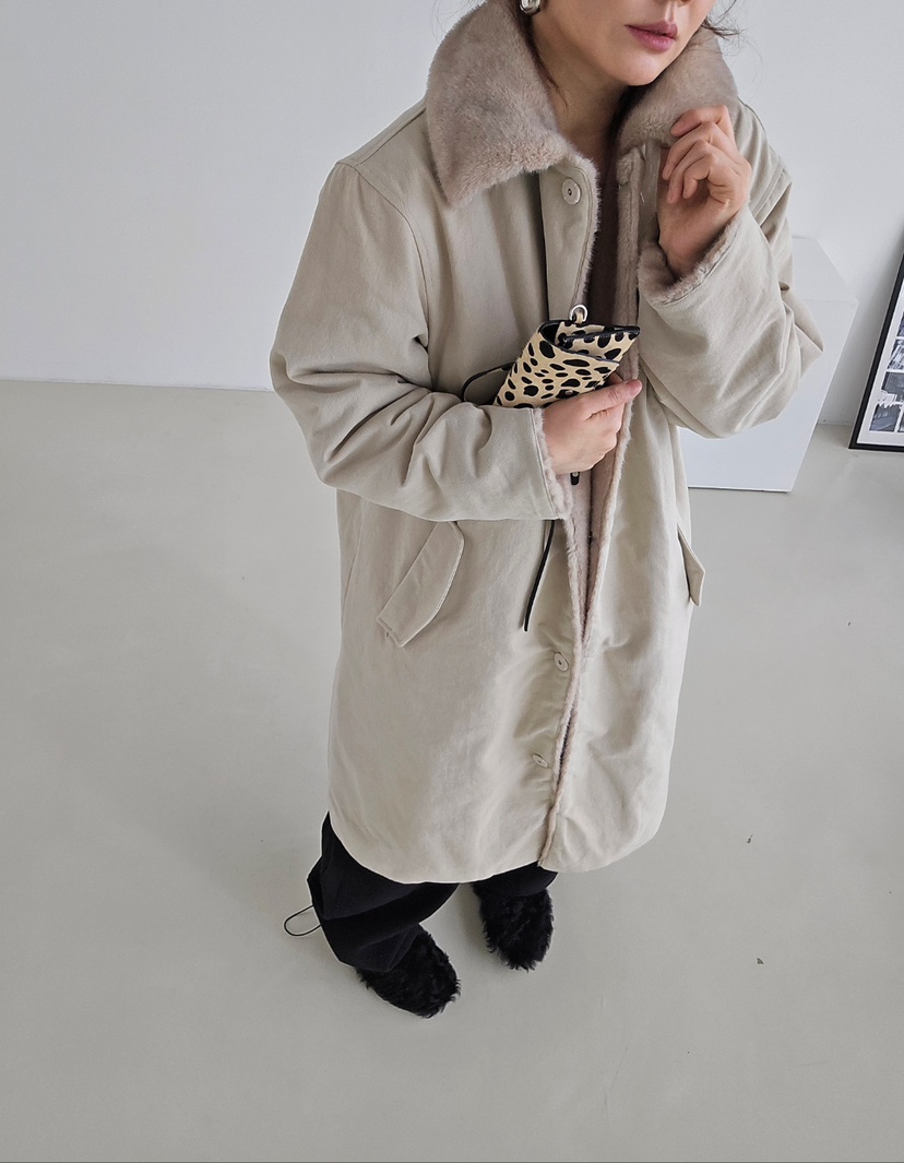 J SHOP東大門㊣直郵女士新款時尚推薦職業25秋冬中長款大衣貂皮J_SHOP中長款大衣