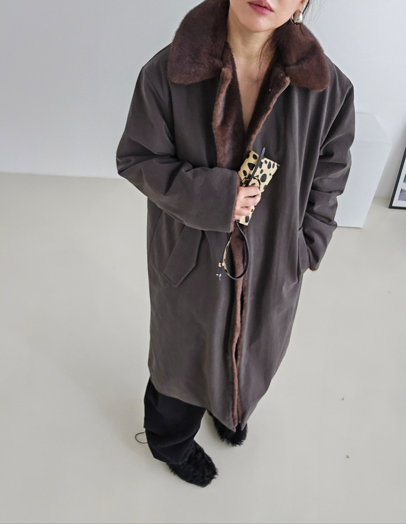 J SHOP東大門㊣直郵女士新款時尚推薦職業25秋冬中長款大衣貂皮J_SHOP中長款大衣