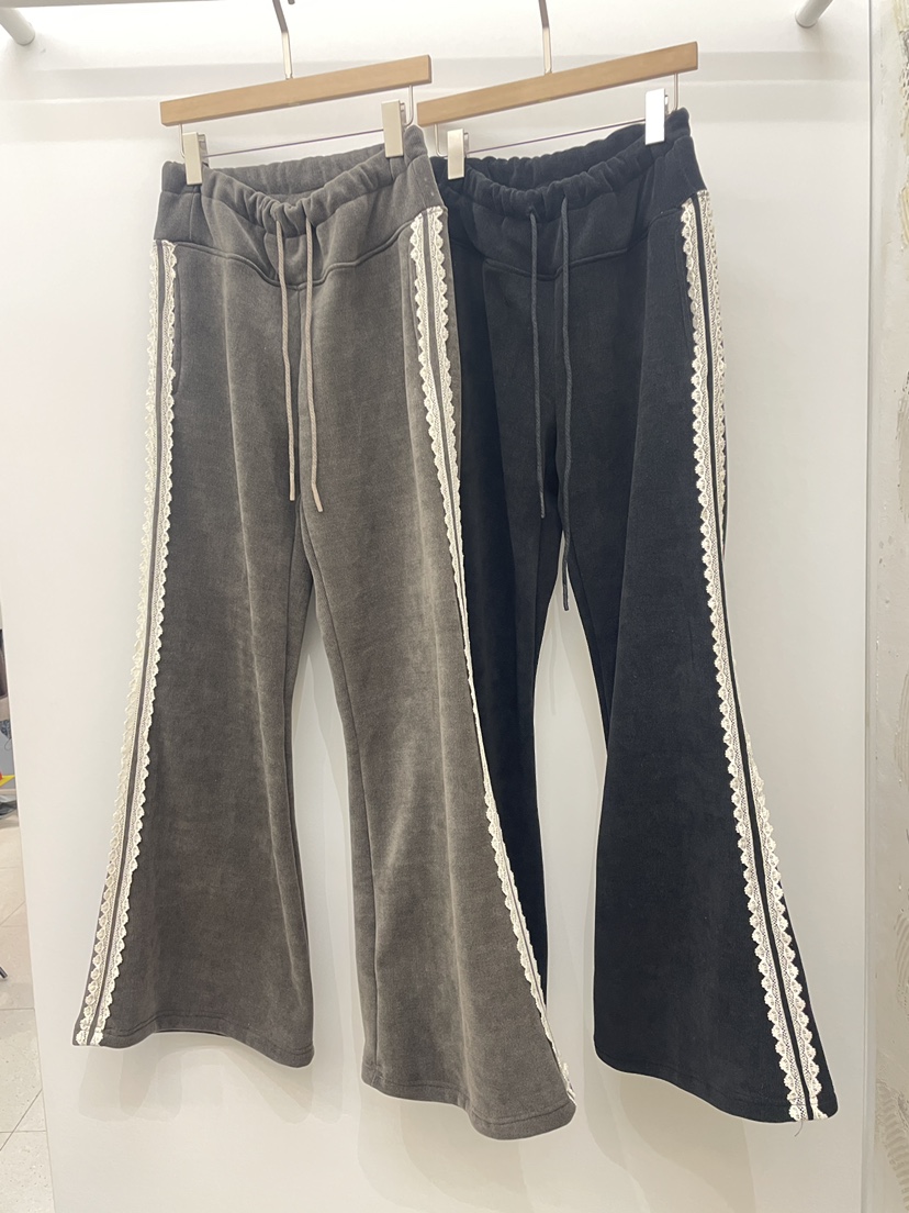 NYLON韓國代購㊣女士新款時尚推薦熱賣25秋冬休閑褲喇叭蕾絲NYLON休閑褲