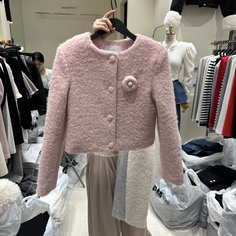 MONOPOLY東大門㊣實拍女裝新款時尚休閑推薦真品25秋冬短款大衣MONO_POLY短款大衣圖色1