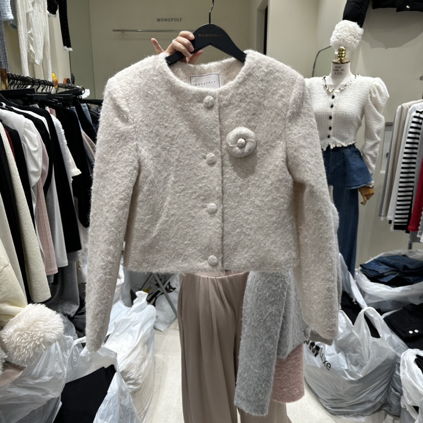MONOPOLY東大門㊣實拍女裝新款時尚休閑推薦真品25秋冬短款大衣MONO_POLY短款大衣圖色2