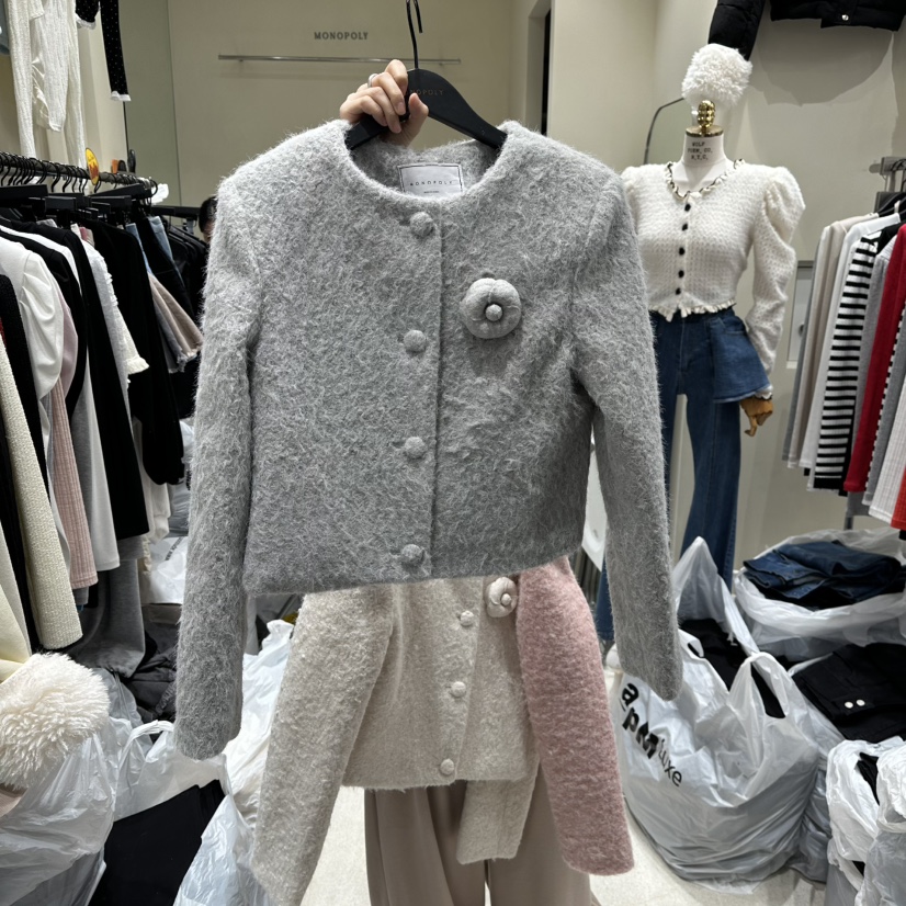 MONOPOLY東大門㊣實拍女裝新款時尚休閑推薦真品25秋冬短款大衣MONO_POLY短款大衣圖色3