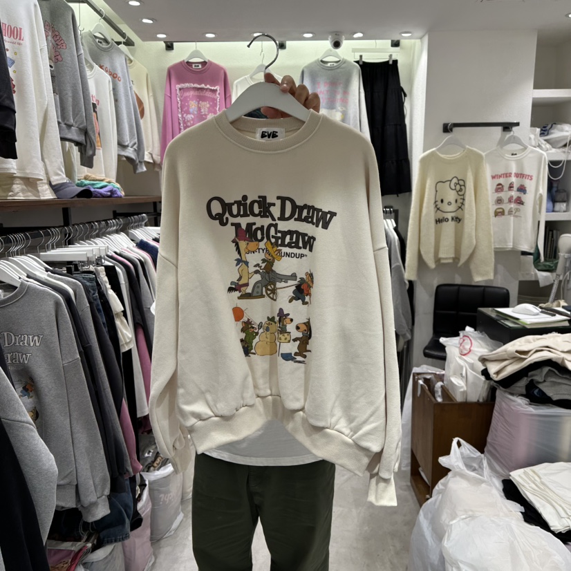 EVE韓國代購㊣女士新品25秋冬推薦職業時尚真品休閑衛衣加絨EVE衛衣圖色1