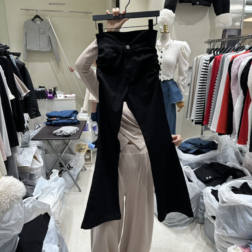 MONOPOLY韓國直郵㊣女裝新品休閑推薦人氣職業休閑褲喇叭褶皺MONO_POLY休閑褲圖色1