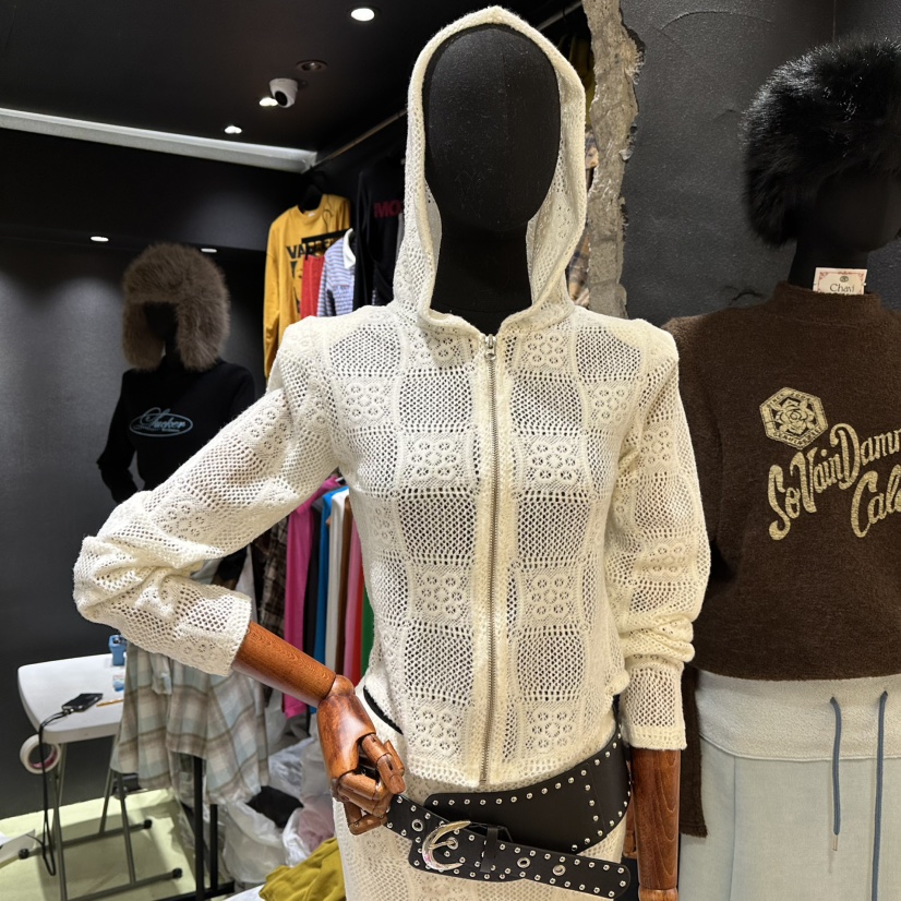 CHAVI東大門㊣代購女士新品休閑時尚真品職業針織衫連帽拉鏈衫CHAVI針織衫