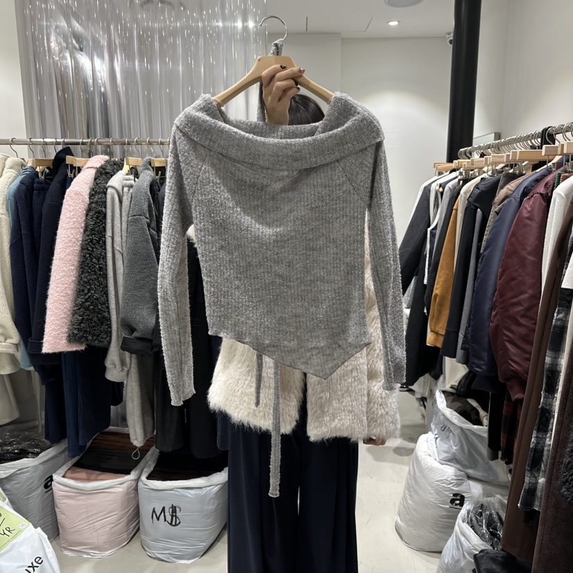 GREEK東大門㊣直郵女士新品推薦時尚真品針織衫安哥拉含脖帶GREEK針織衫