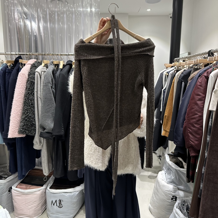 GREEK東大門㊣直郵女士新品推薦時尚真品針織衫安哥拉含脖帶GREEK針織衫圖色2