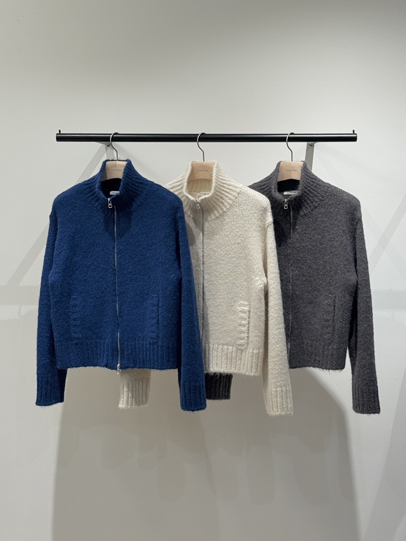 LONG PEAK韓國代購㊣女裝新品時尚25秋冬針織衫毛絨羊毛拉鏈LONG PEAK針織衫