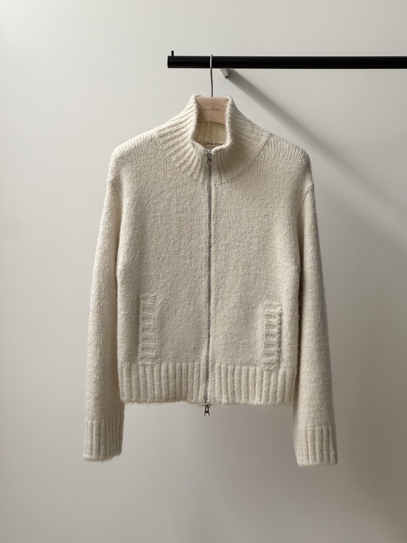 LONG PEAK韓國代購㊣女裝新品時尚25秋冬針織衫毛絨羊毛拉鏈LONG PEAK針織衫圖色2
