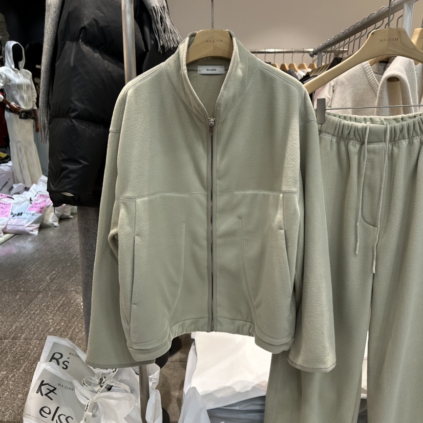 MAJDAN韓國代購㊣女裝新款推薦職業時尚25秋冬夾克抓絨拉鏈MAJDAN夾克圖色1