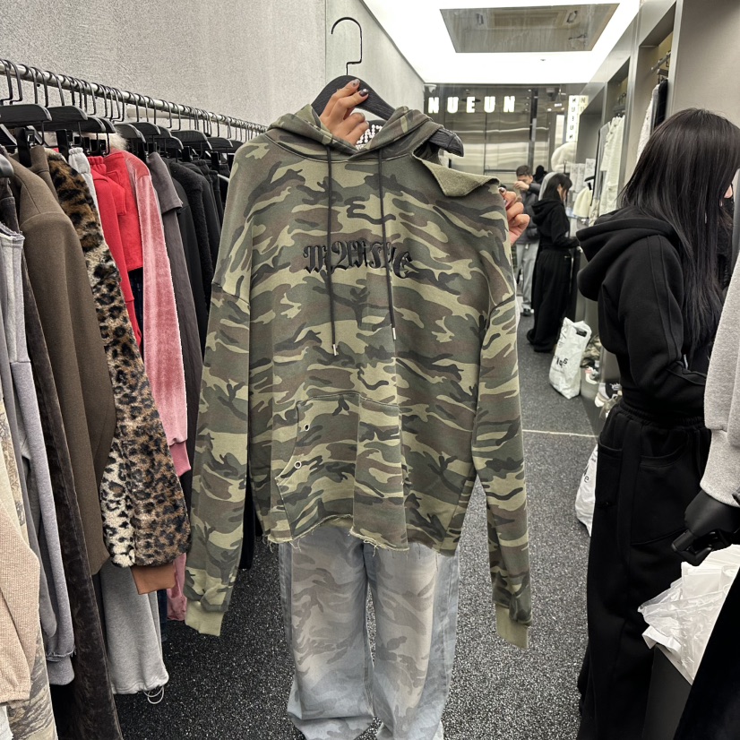 NUEUN韓國代購㊣女士新品休閑職業熱賣人氣時尚衛衣連帽衫迷彩NUEUN/SEEOT衛衣圖色1