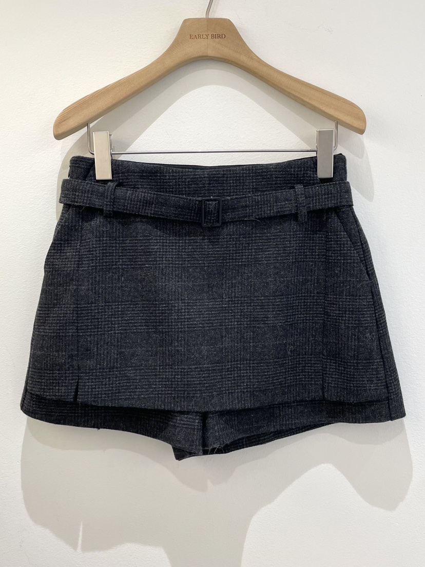 OBSESS韓國直郵㊣女裝新品真品休閑推薦25秋冬熱賣裙褲含腰帶OBSESS/EARLY BIRD裙褲圖色1格子灰