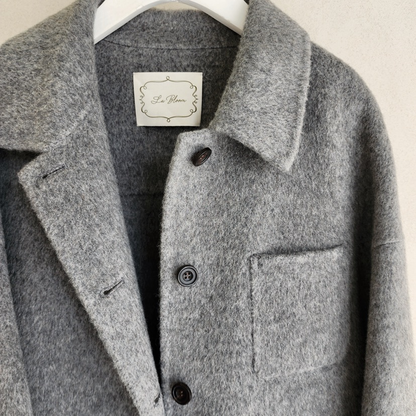 LA BLOOM東大門㊣實拍女裝新款人氣職業短款大衣手工制作羊絨La Bloom短款大衣