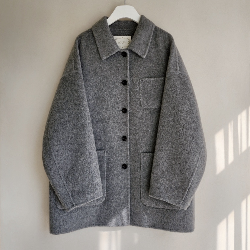 LA BLOOM東大門㊣實拍女裝新款人氣職業短款大衣手工制作羊絨La Bloom短款大衣圖色1