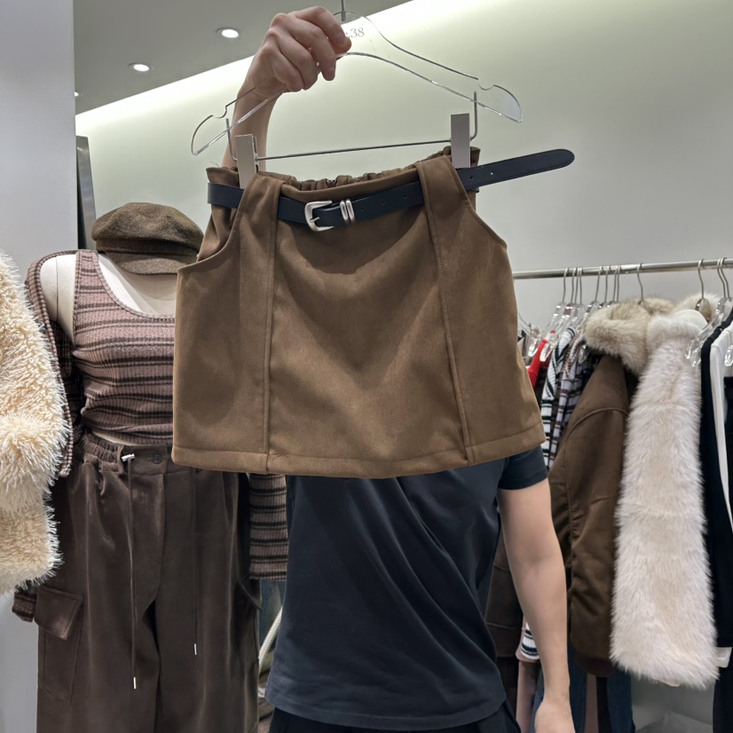 BAIE.38東大門㊣代購女士新款人氣真品25秋冬裙褲含腰帶麂皮BAIE.38裙褲圖色1