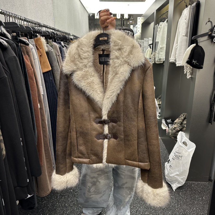 NUEUN東大門㊣實拍女士新款職業真品25秋冬人氣休閑短款大衣NUEUN/SEEOT短款大衣圖色1