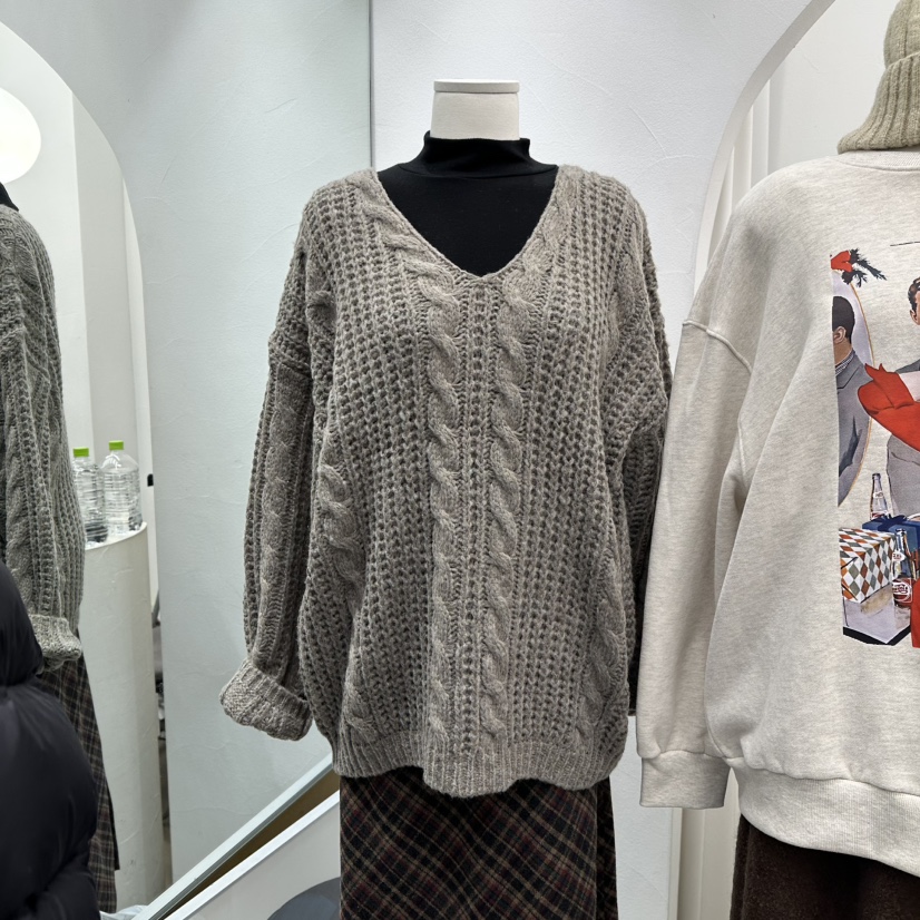 GOLDEN MARKET東大門㊣代購女士新品熱賣推薦25秋冬針織衫V領GOLDEN MARKET針織衫圖色2