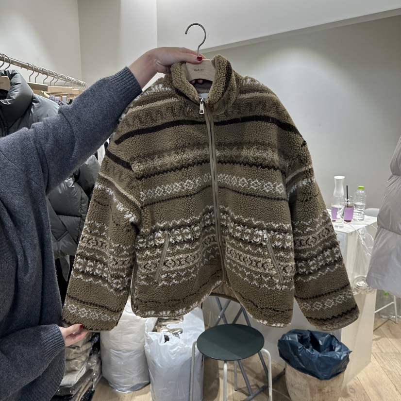 MARANT韓國代購㊣女士新品人氣熱賣真品職業25秋冬夾克毛絨拉鏈MARANT夾克圖色1