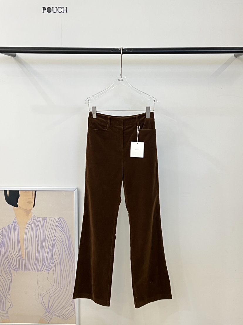 POUCH韓國直郵㊣女士新款時尚熱賣職業休閑人氣休閑褲燈芯絨POUCH休閑褲圖色1駝色