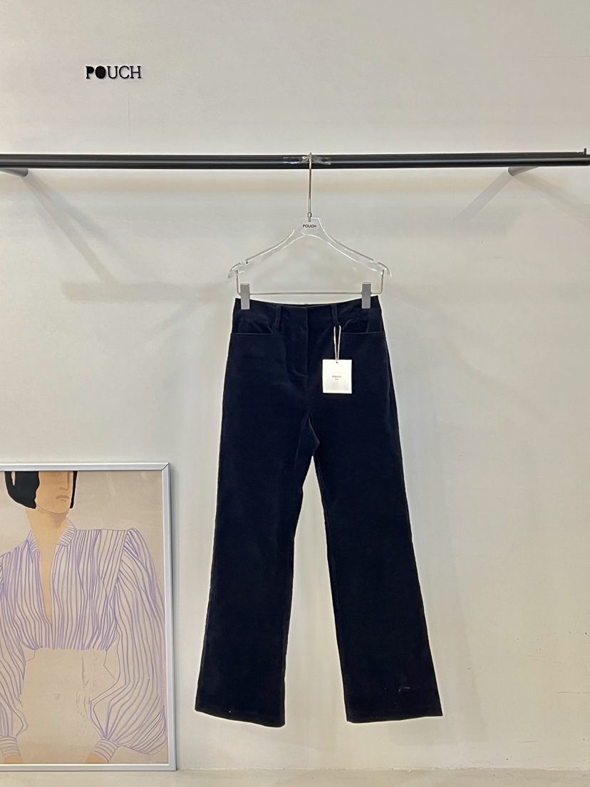 POUCH韓國直郵㊣女士新款時尚熱賣職業休閑人氣休閑褲燈芯絨POUCH休閑褲圖色2深藍色