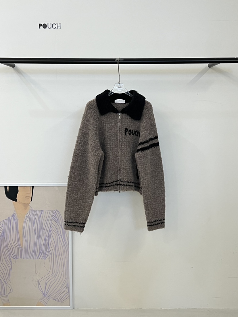POUCH東大門㊣直郵女士新款休閑25秋冬職業時尚推薦真品針織衫POUCH針織衫圖色1