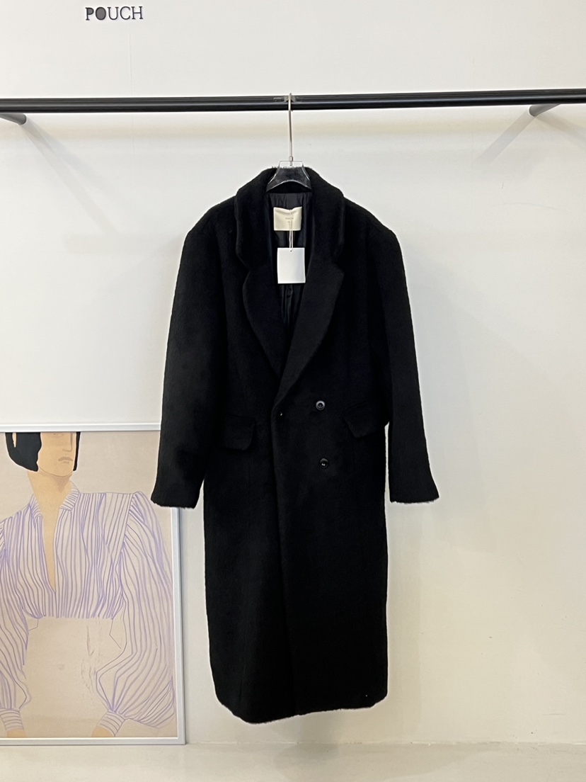 POUCH東大門㊣代購女士新品25秋冬時尚人氣真品中長款大衣羊駝POUCH中長款大衣圖色2