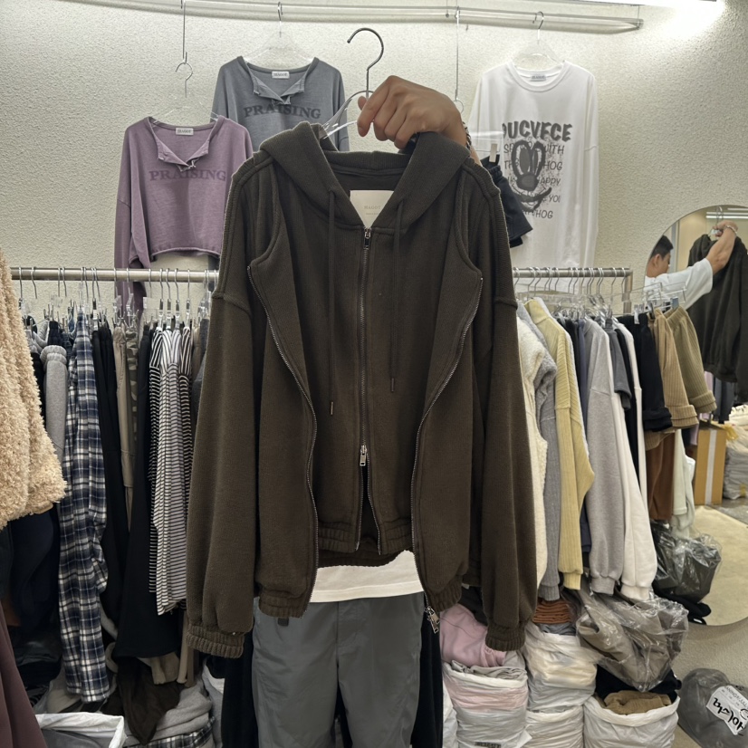 MAGOT韓國直郵㊣女裝新款人氣推薦休閑25秋冬夾克假兩件羊毛拉鏈IIIΛGOT/MAGOT夾克圖色2