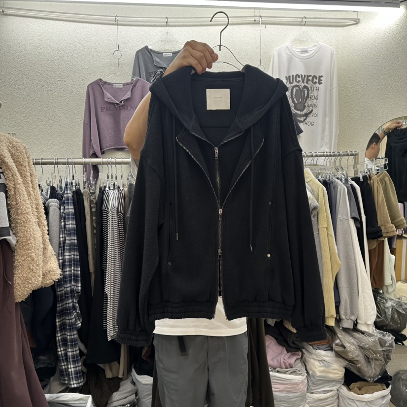 MAGOT韓國直郵㊣女裝新款人氣推薦休閑25秋冬夾克假兩件羊毛拉鏈IIIΛGOT/MAGOT夾克圖色3