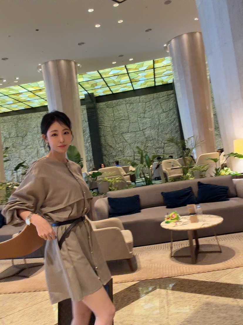 PALETTE-Q韓國代購㊣女士新品人氣休閑時尚推薦連衣裙含腰帶PALETTE連衣裙