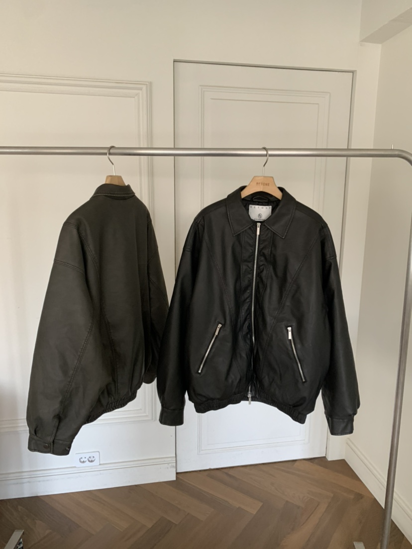 BETONE韓國直郵㊣女裝新品真品時尚25秋冬人氣夾克皮革絎縫BETONE夾克