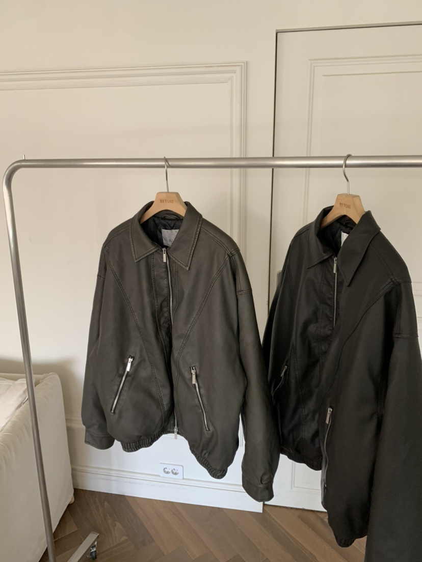 BETONE韓國直郵㊣女裝新品真品時尚25秋冬人氣夾克皮革絎縫BETONE夾克
