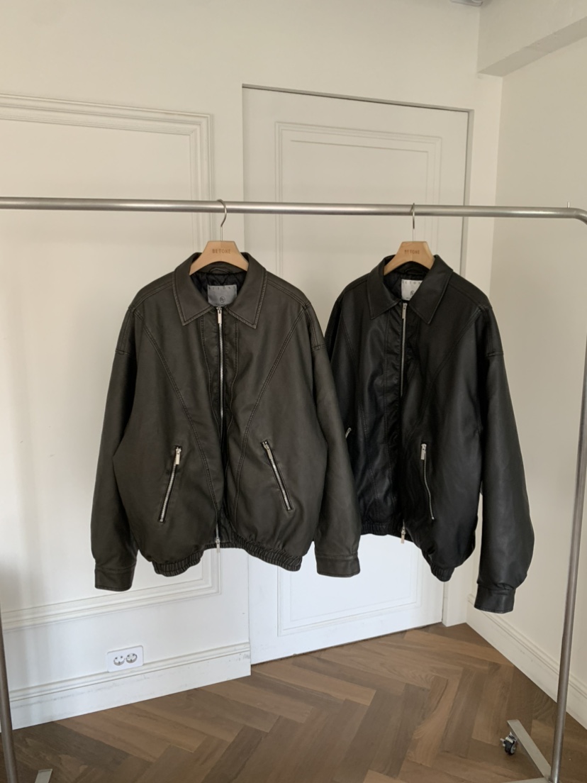 BETONE韓國直郵㊣女裝新品真品時尚25秋冬人氣夾克皮革絎縫BETONE夾克
