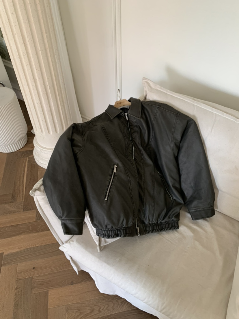BETONE韓國直郵㊣女裝新品真品時尚25秋冬人氣夾克皮革絎縫BETONE夾克